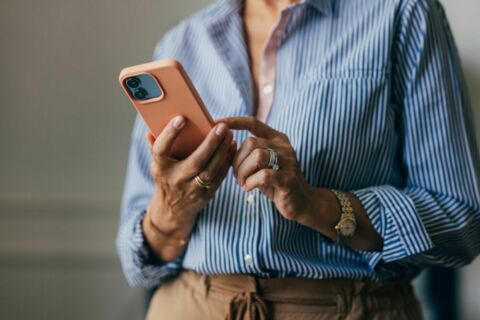 Elderly Woman On Mobile Phone Texting Internet Slang