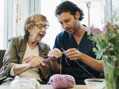 Brand image lady knitting cropped